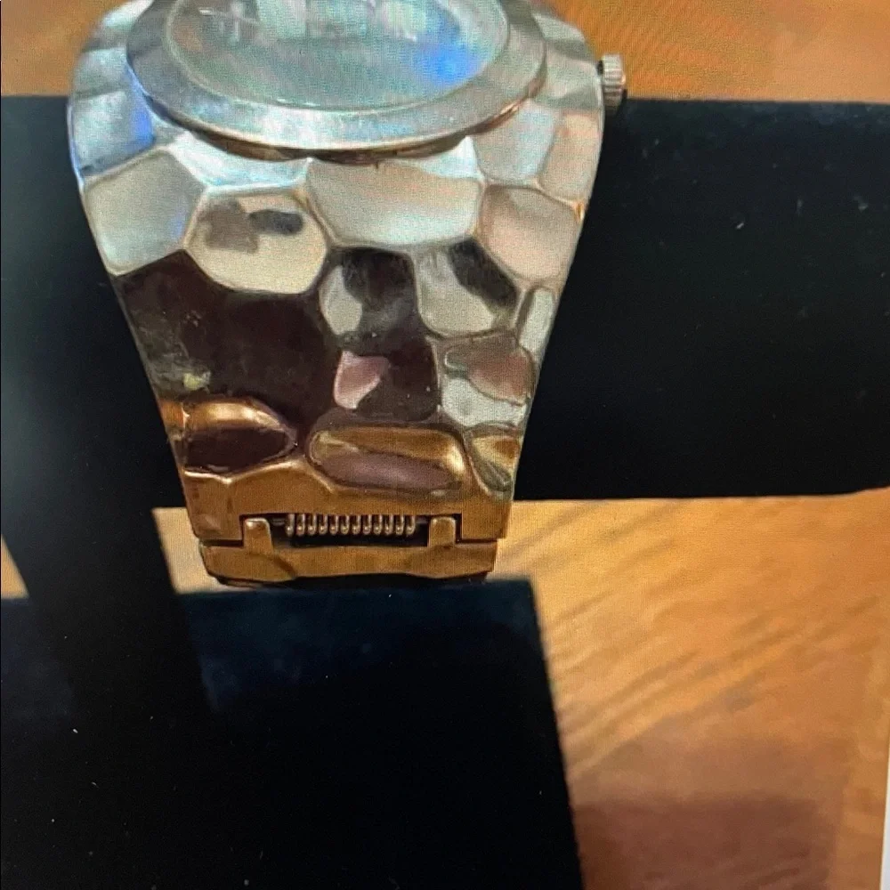 VTG Via Nova hammered Silver Cuff Stainless watch